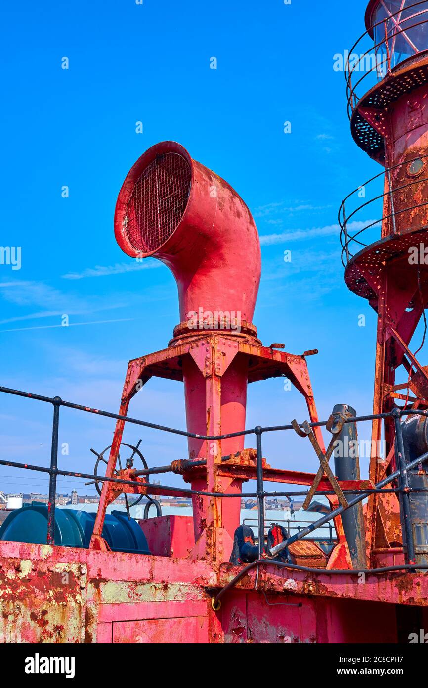 Foghorn on North Carr Lightship, Dundee Stock Photo