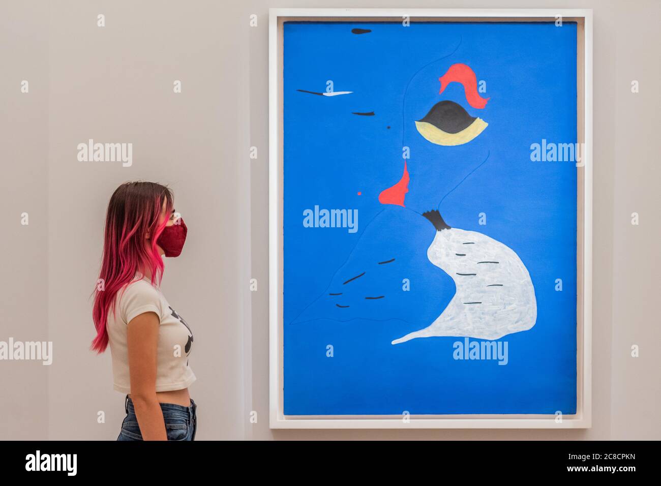 EMBARGOED TILL 0900 GMT 24/7/20 - Joan Miró, Peinture (Femme au chapeau  rouge), Estimate: £20-30 million - Sotheby's London present a preview of a  one-off auction and exhibition that spans over half