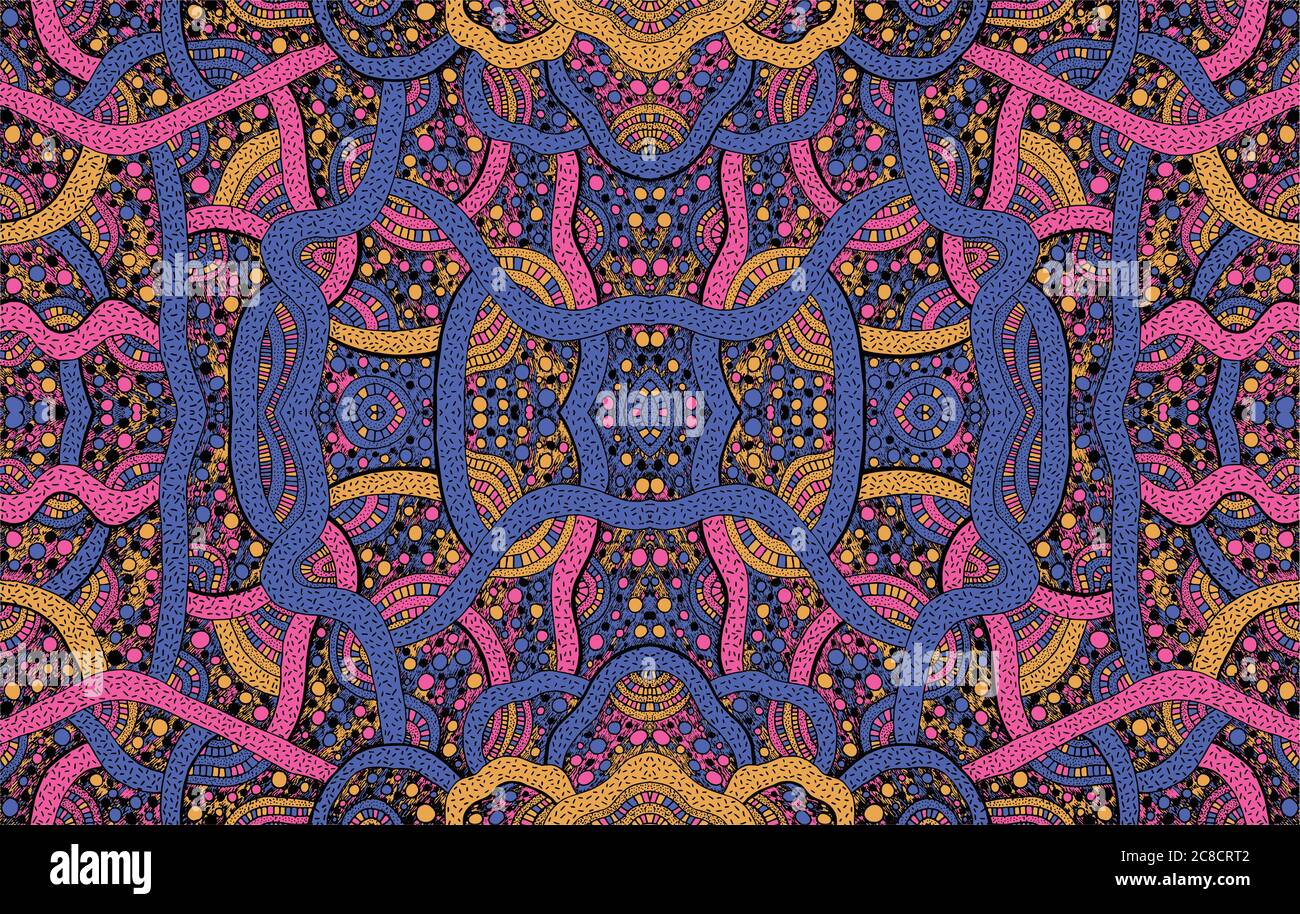 Psychedelic ornamental background. Geometrical pattern. Vector illustration Stock Vector