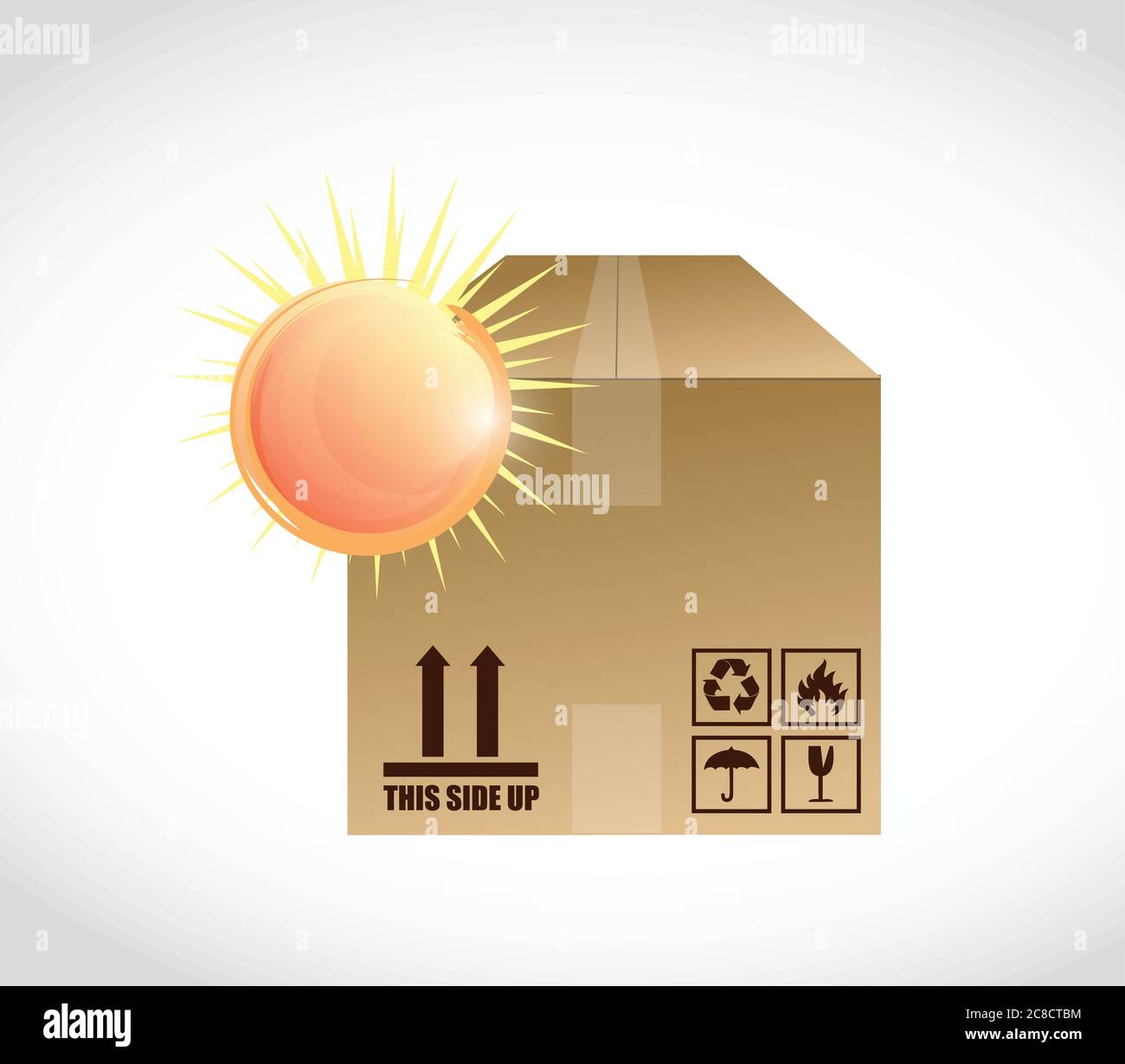 Box and bright sun illustration design over a white background Stock Vector
