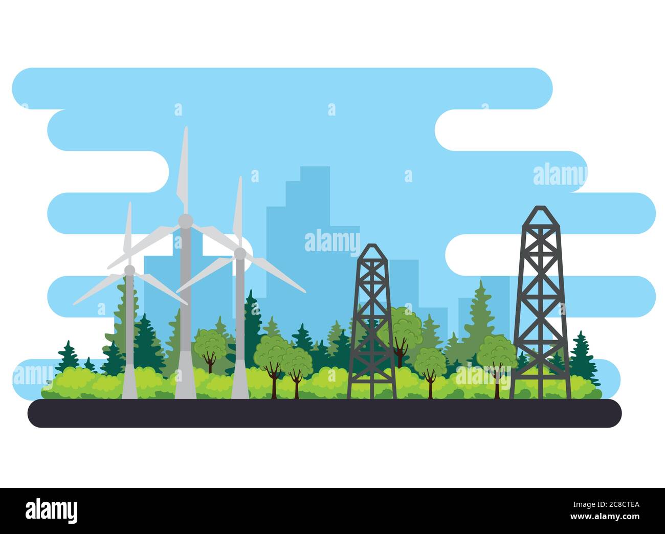 wind turbine energy alternative scene Stock Vector Image & Art - Alamy