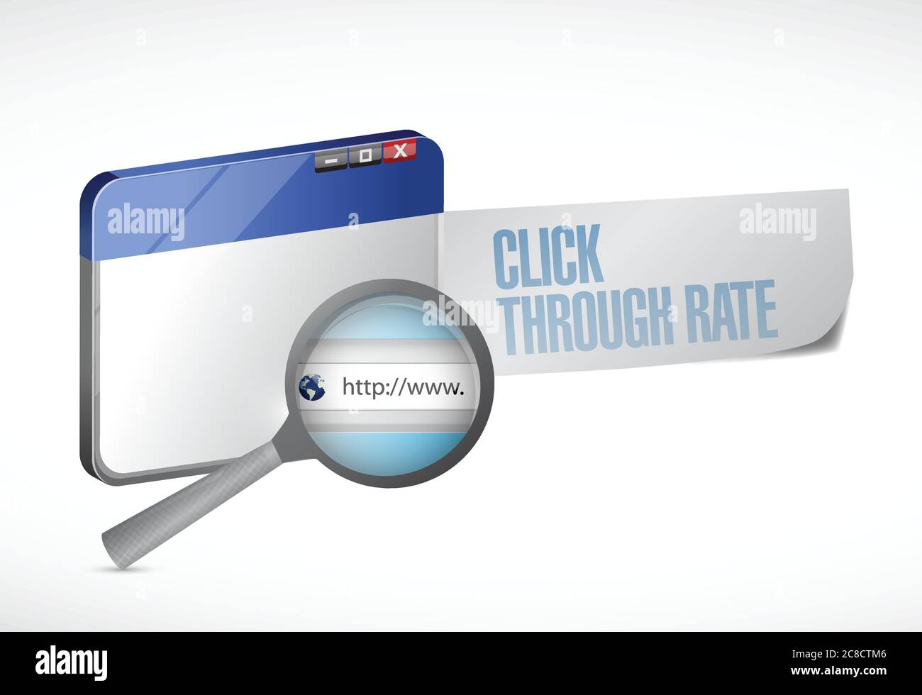 Click through rate browser message illustration design over a white background Stock Vector