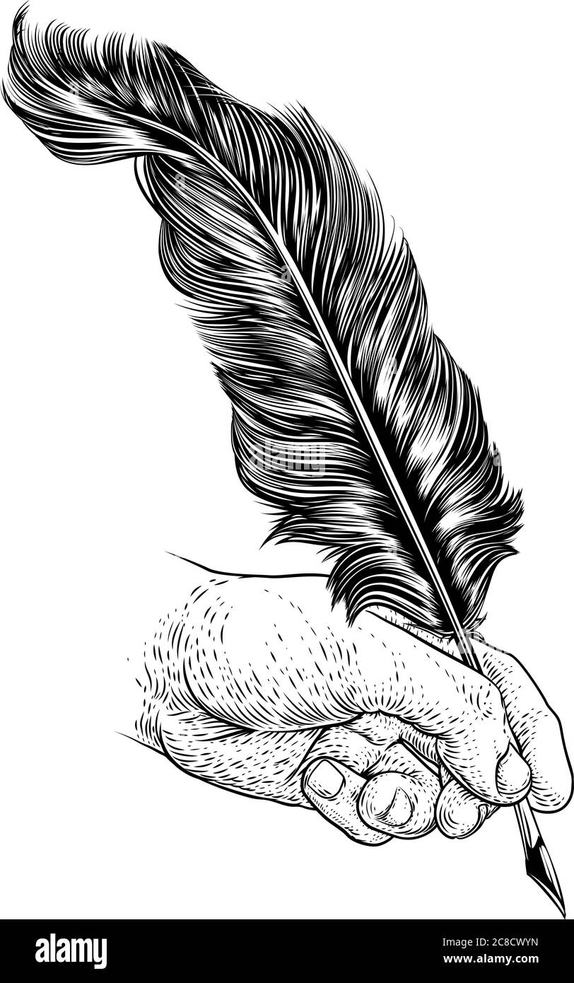 Hand holding quill pen Stock Vector Images Alamy