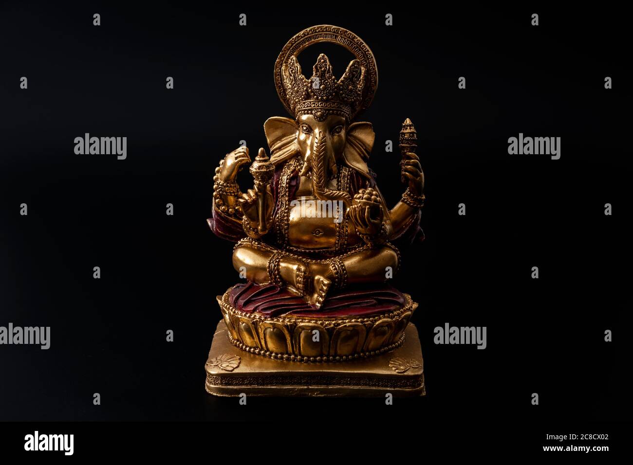 Happy Diwali, divine bless and spiritual harmony conceptual idea with Ganesh the hindu half elephant god of beginnings in meditation pose isolated on Stock Photo