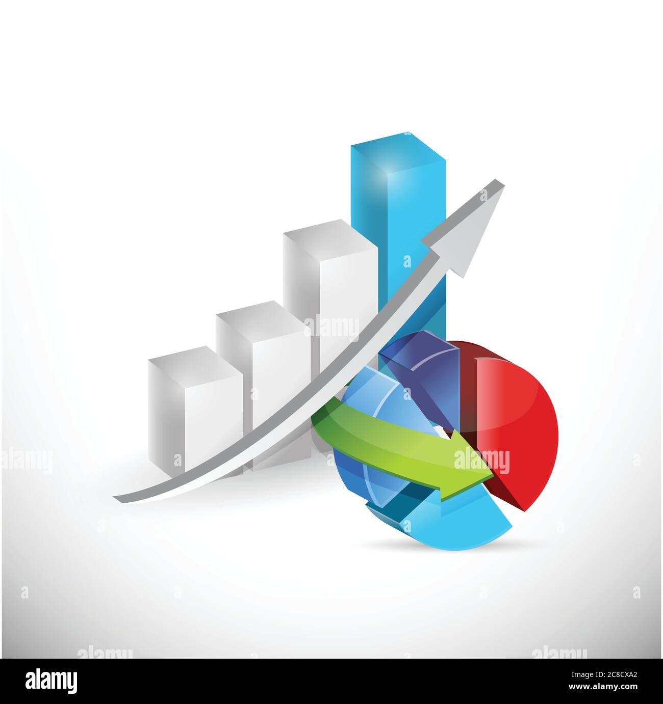 Business economy graph and pie chart concept illustration design over ...