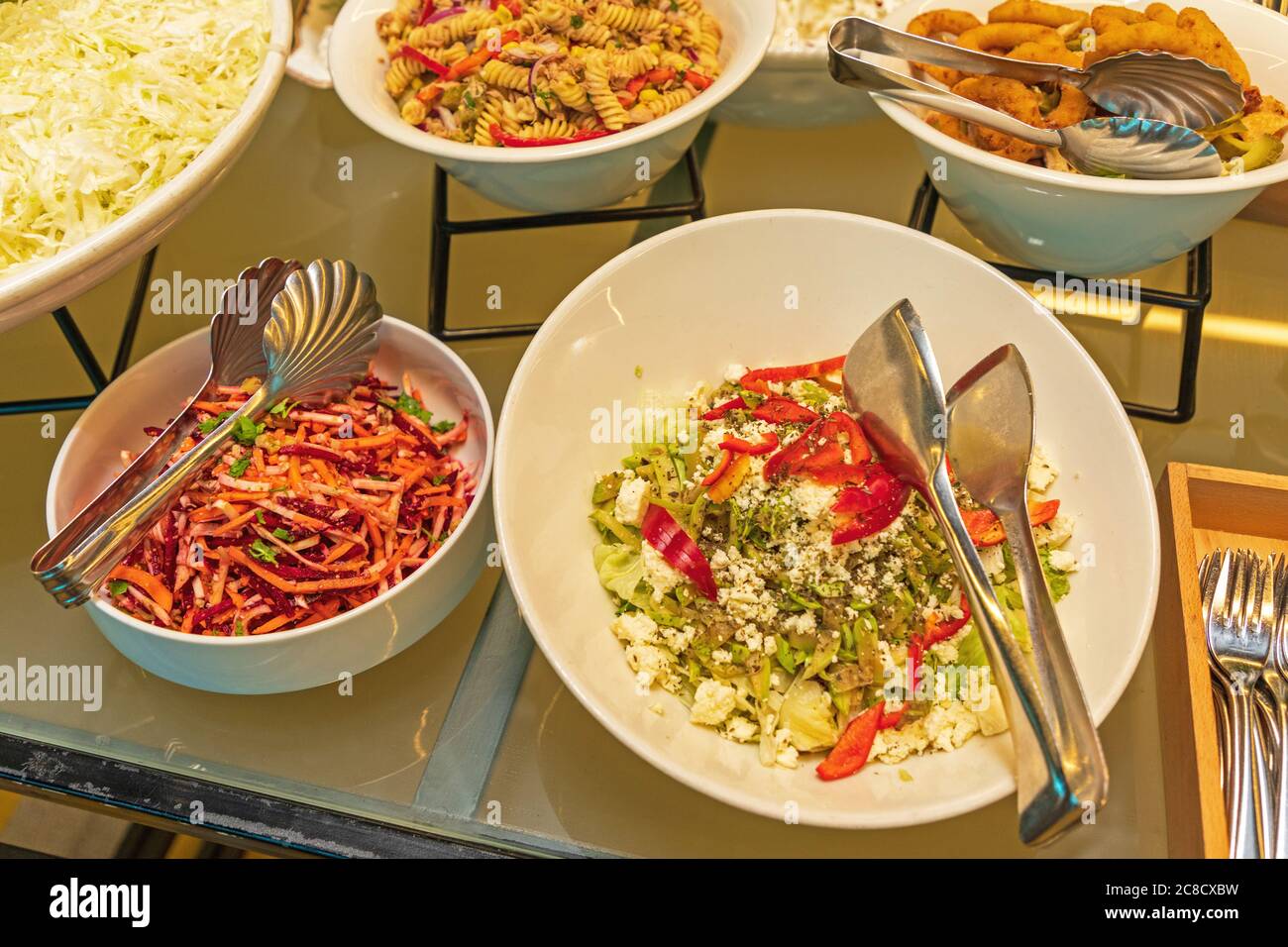 Salads in Bowls Buffet Table Variety Stock Photo Alamy