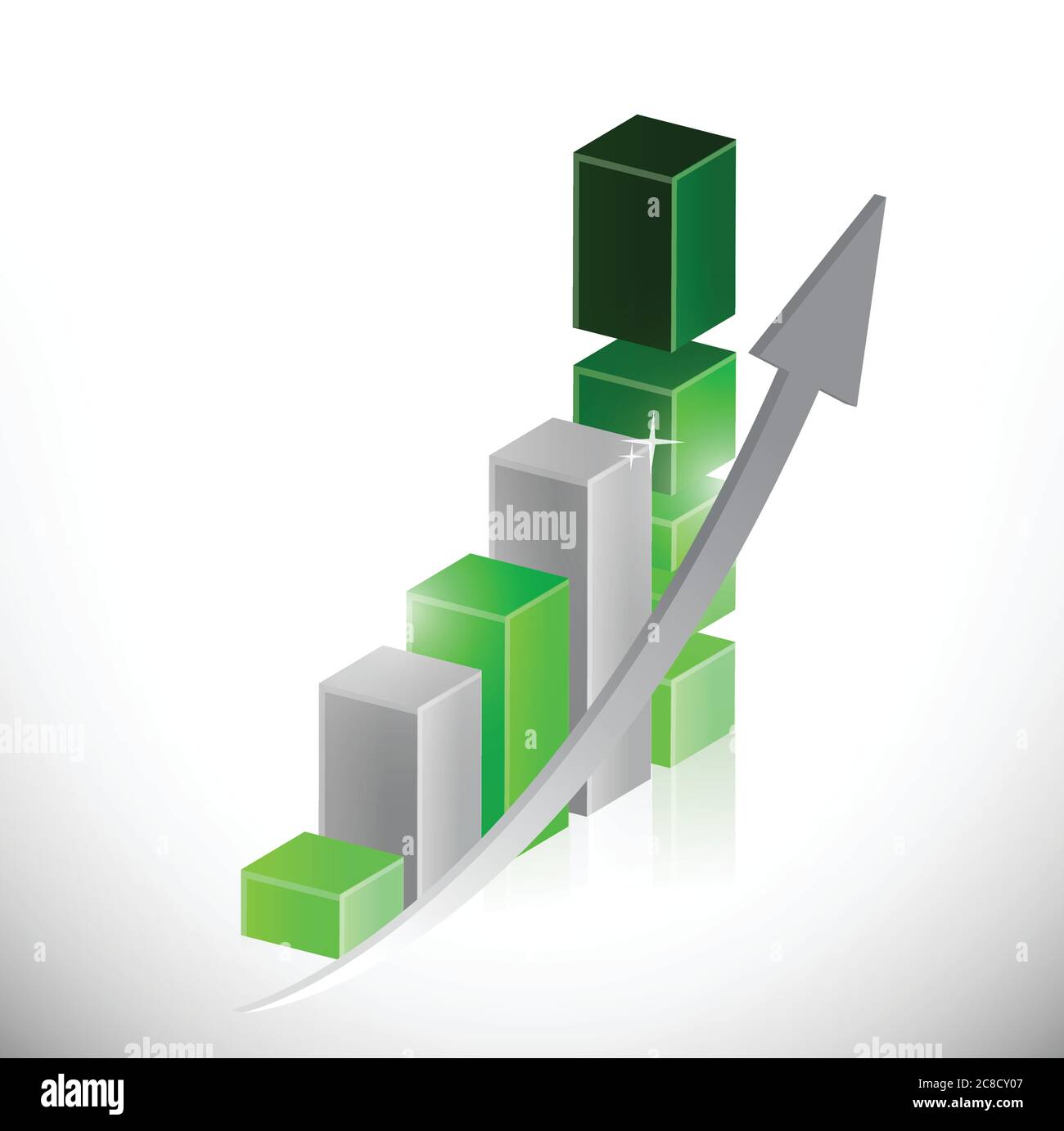 Green business graph and arrow illustration design over white Stock ...