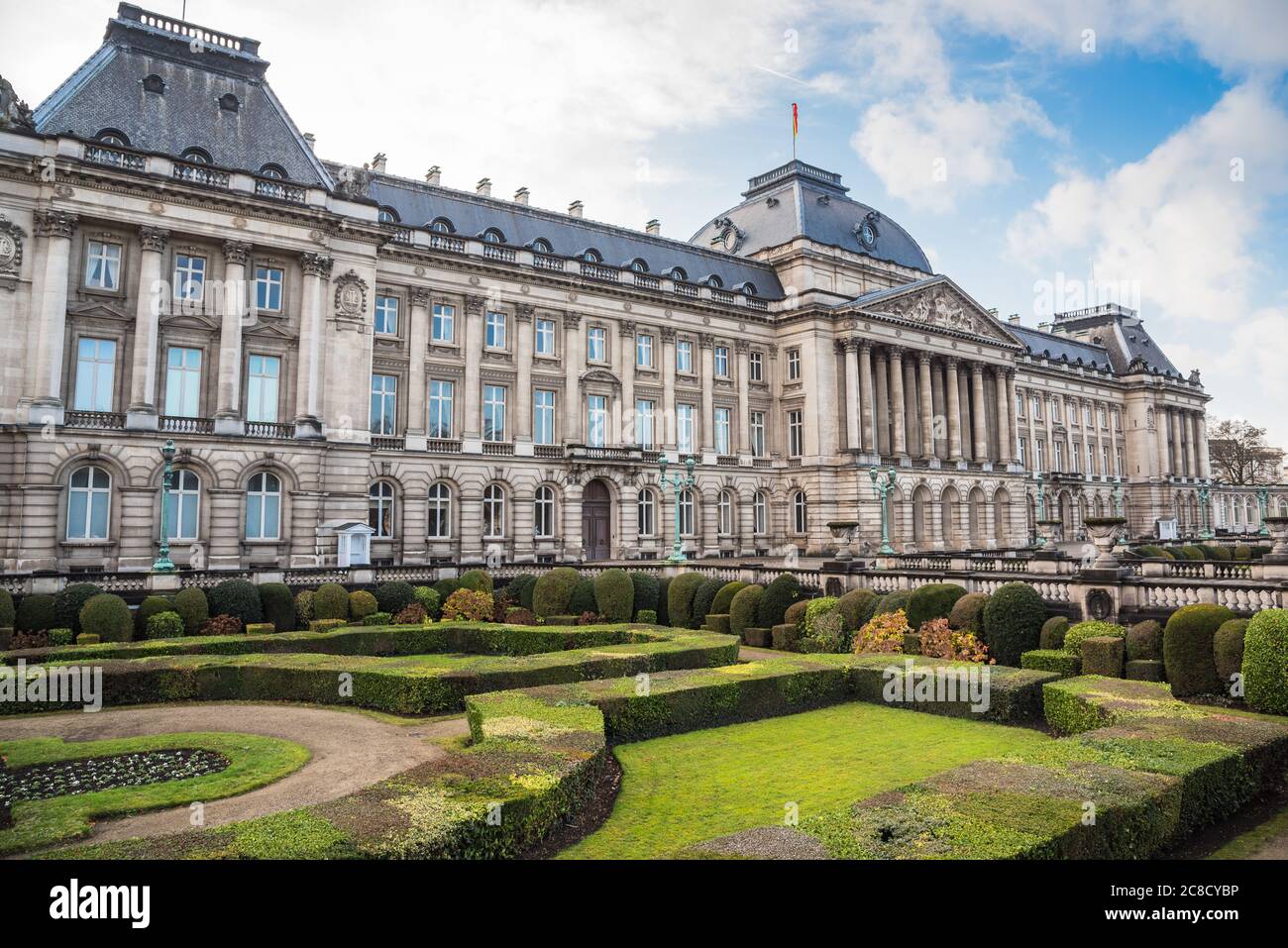 Exterior of the Royal Palace in Brussels on a sunny winter day Stock Photo