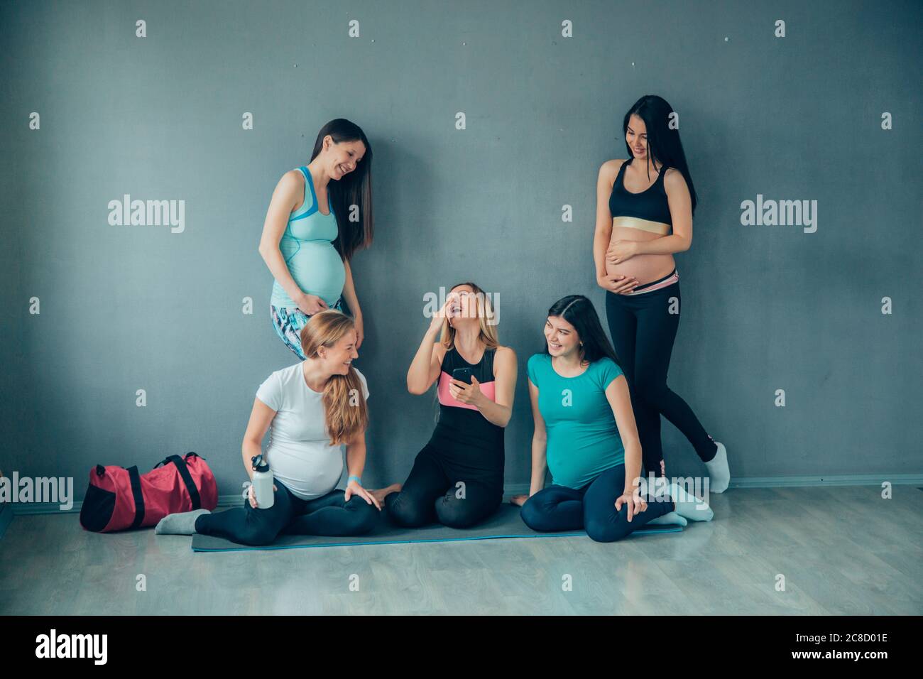 Maternity concept. Portrait of group happy pregnant women Stock Photo ...