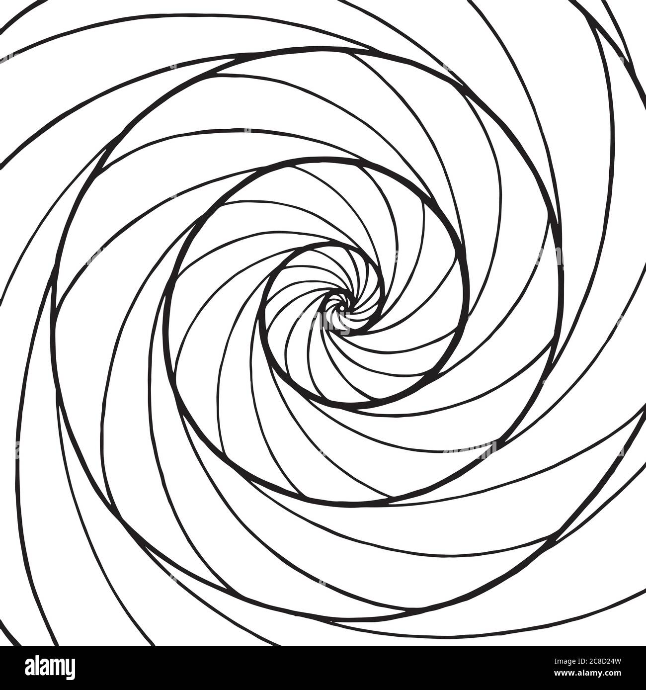 Ammonite shell spiral pattern. Outline graphic art. Ornament for background design and coloring books. Vector illustration Stock Vector