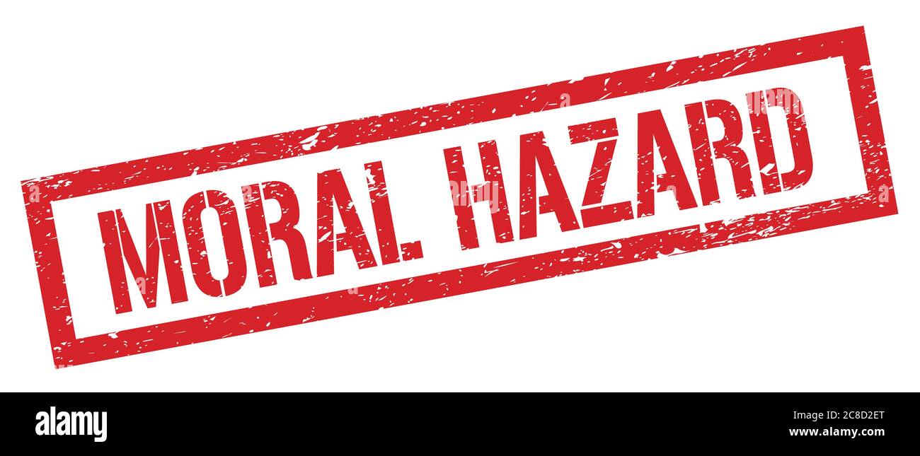 MORAL HAZARD red grungy rectangle stamp sign. Stock Photo