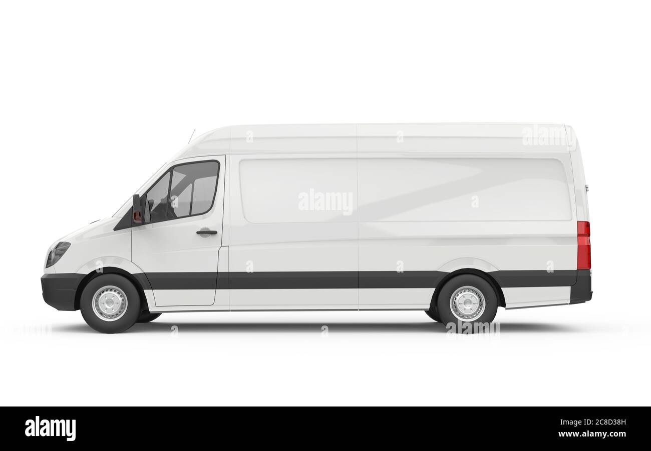 Lateral view of a van, mockup, 3D illustration Stock Photo - Alamy