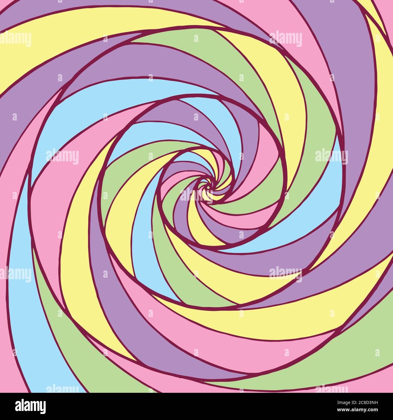 Whirl spiral pattern. Colorful psychedelic graphic art. Ornamental trippy backdrop. Vector illustration. Stock Vector