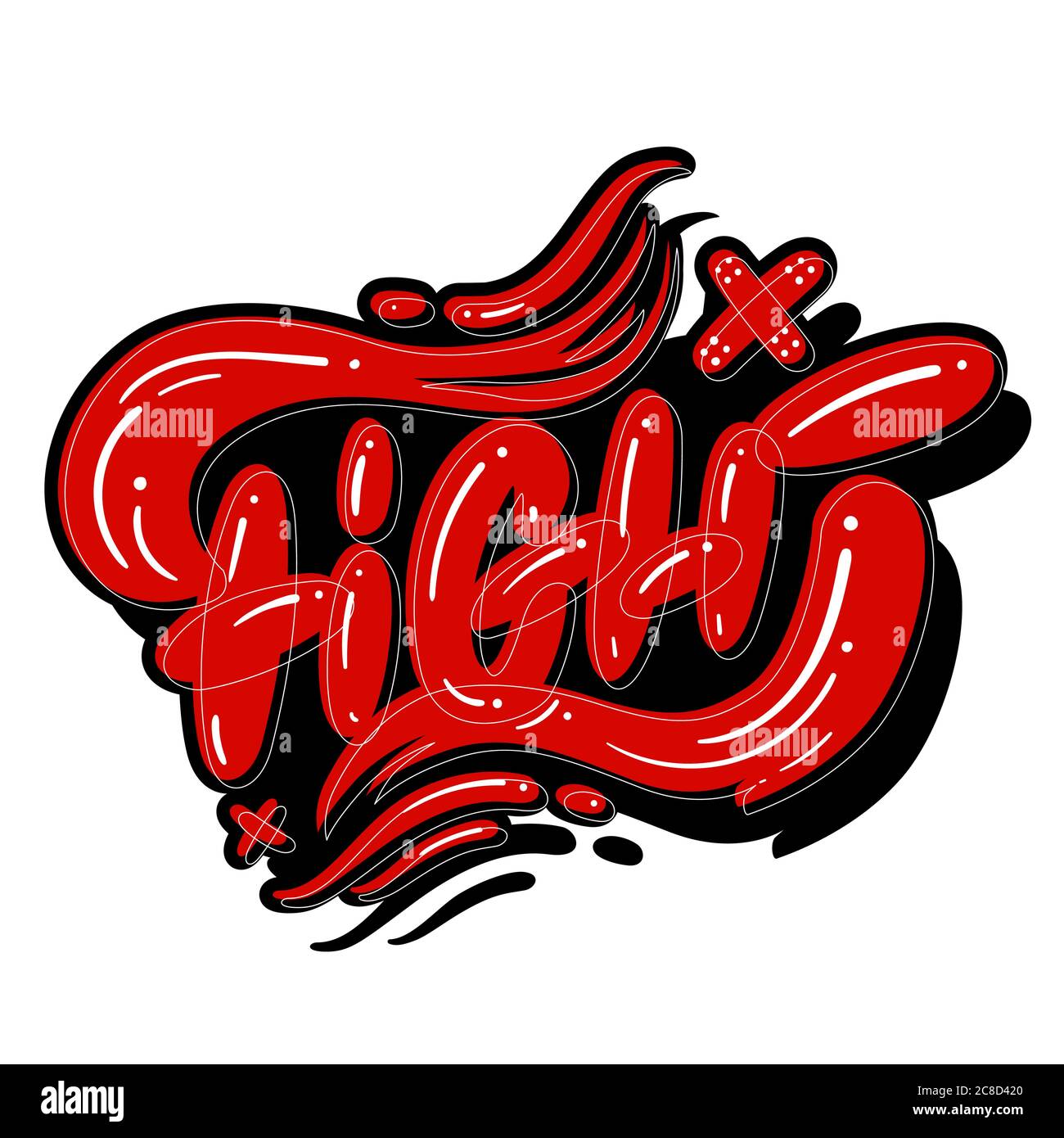 Fight. Hand lettering colorful text. Design template for greeting cards, invitations, banners, gifts, prints and posters. Stock Vector