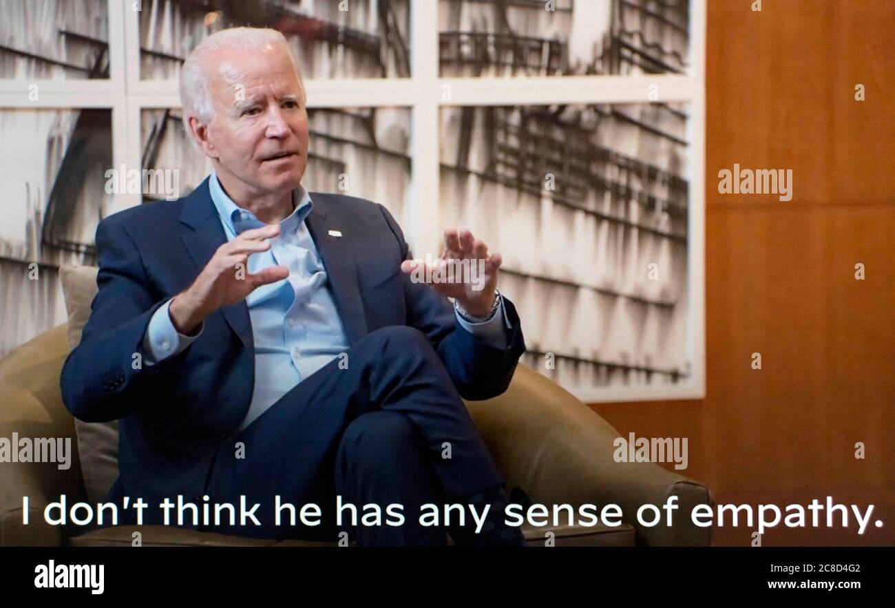 July 23, 2020 - Washington, District of Columbia, USA: A screengrab of Vice President JOE BIDEN, Democratic candidate for president, in conversation with President Barack Obama in a video released this morning by the Biden campaign. Credit: Brian Cahn/ZUMA Wire/Alamy Live News Stock Photo