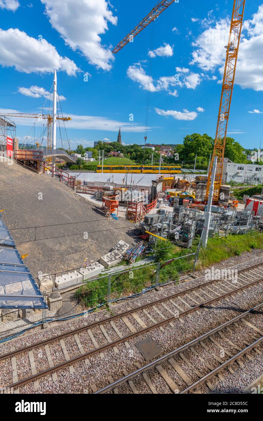 Stuutgart 21, construction works for the new underground main station,  capital city Stuttgart, Baden-Württemberg, Germany, Europe Stock Photo