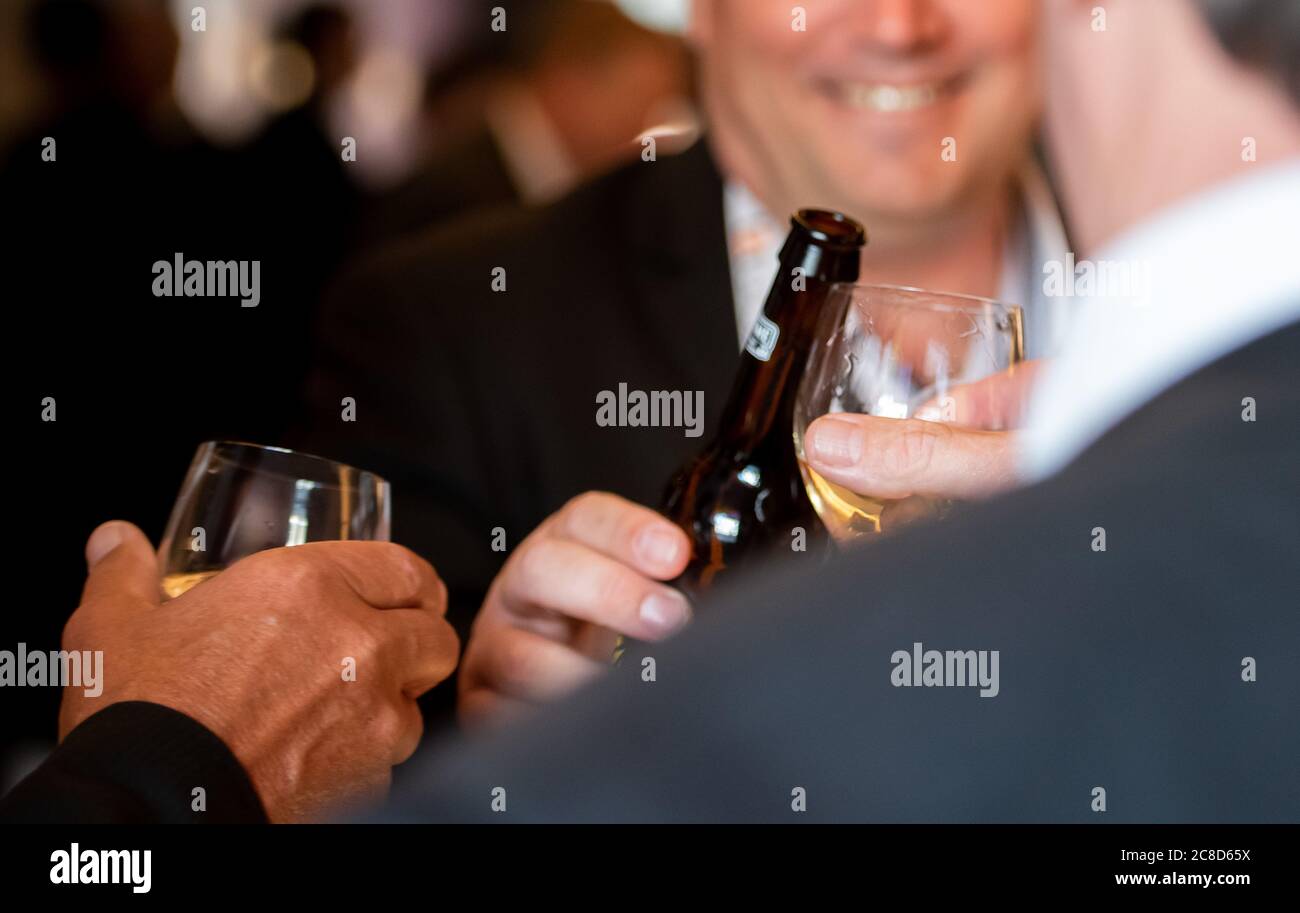 People drinking beer at events receptions and bars Stock Photo