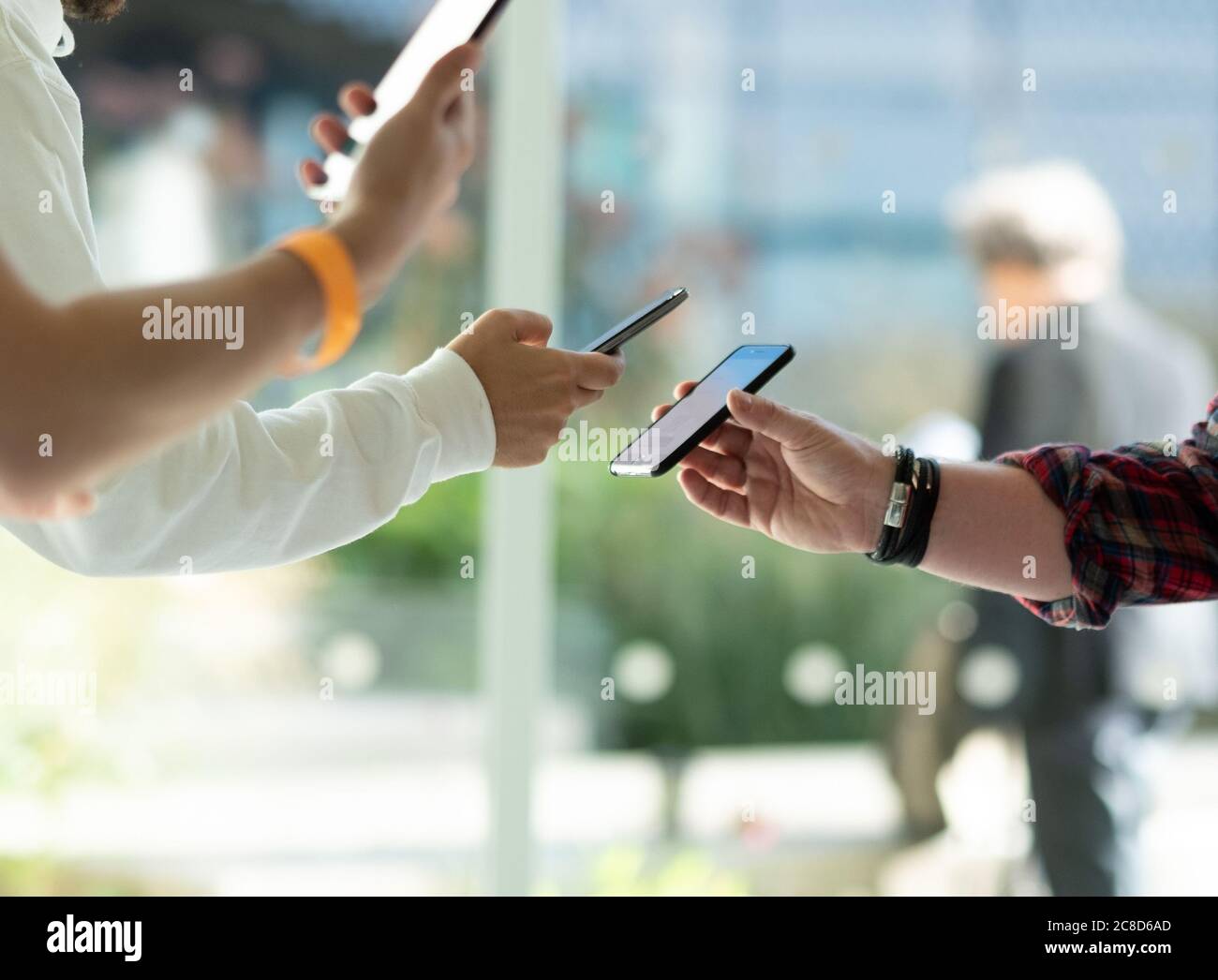 Scanning Using Smart Phone or Tablet at an Event Stock Photo