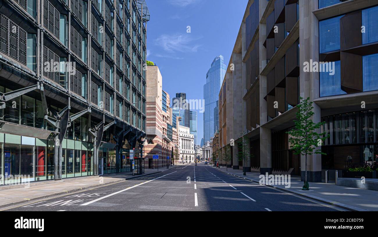 Empty Streets. City of London street in the Financial District Stock Photo