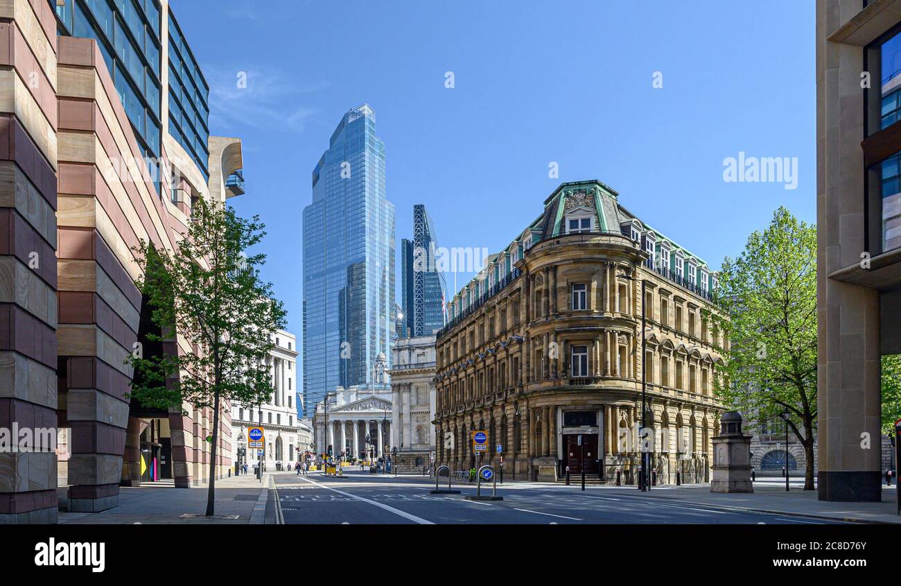 Empty Streets. City of London street in the Financial District Stock Photo