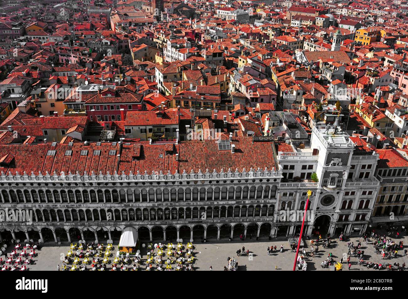 VENICE, ITALY - APRIL 12: Aerial view of Piazza San Marco on April 12, 2013 in Venice, Italy. Piazza San Marco is the main landmark in the city, which Stock Photo