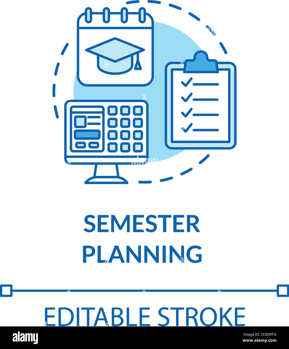Semester planning concept icon. Academic plan. Students studying
