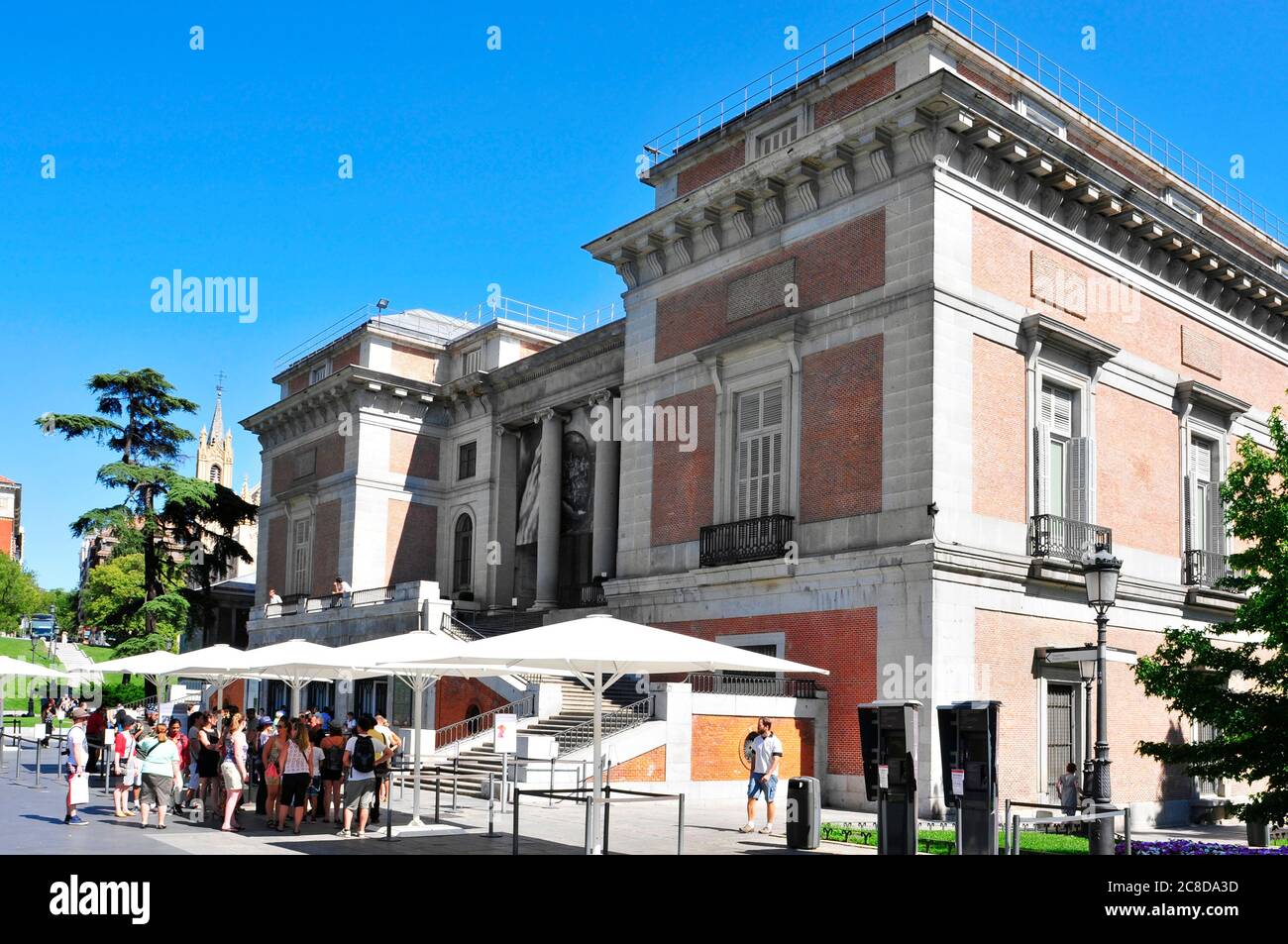 MADRID, SPAIN - AUGUST 10: People at the entrance of the Museo del Prado on August 10, 2014 in Madrid, Spain. The Museo del Prado is the main national Stock Photo