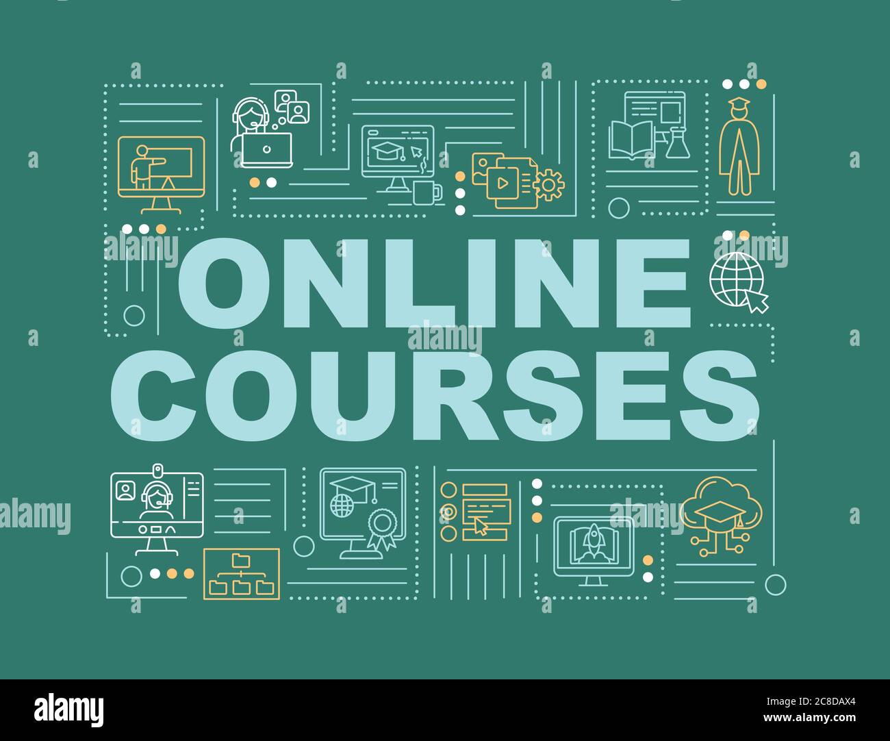 Online courses word concepts banner. Distance education. Web ...