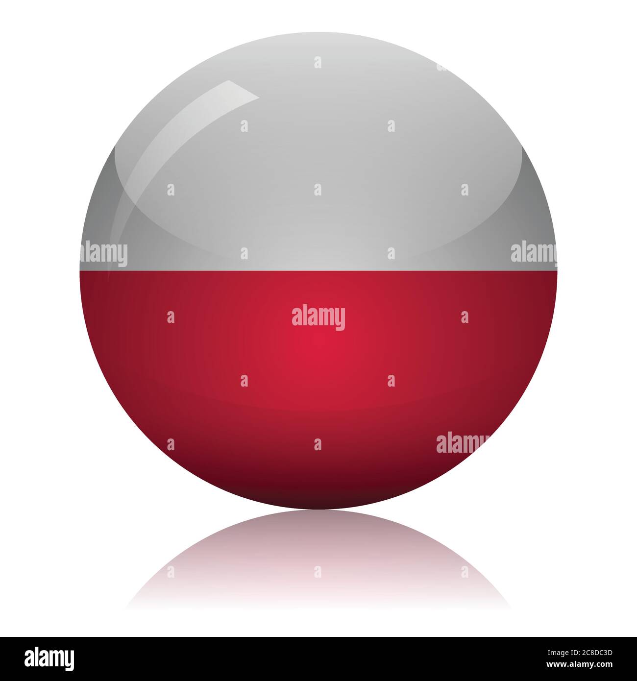 Polish flag glass ball on light mirror surface vector illustration Stock Vector