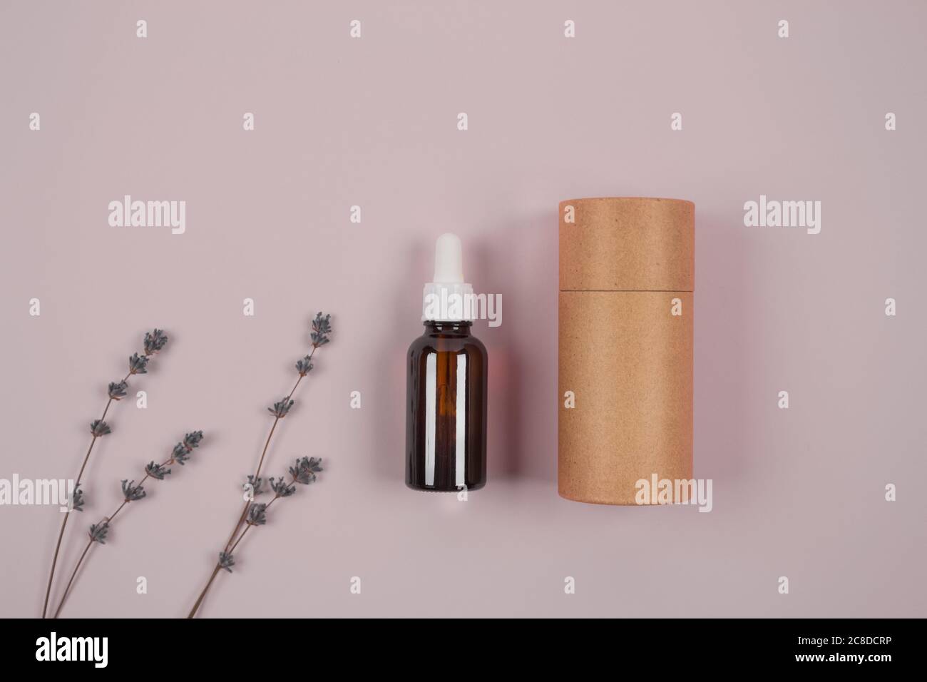 Download Dropper Bottle With Lavender Essential Oil And Paper Packaging Tube On Lilac Background With Copyspace For Text Mockup Home Spa Concept Stock Photo Alamy