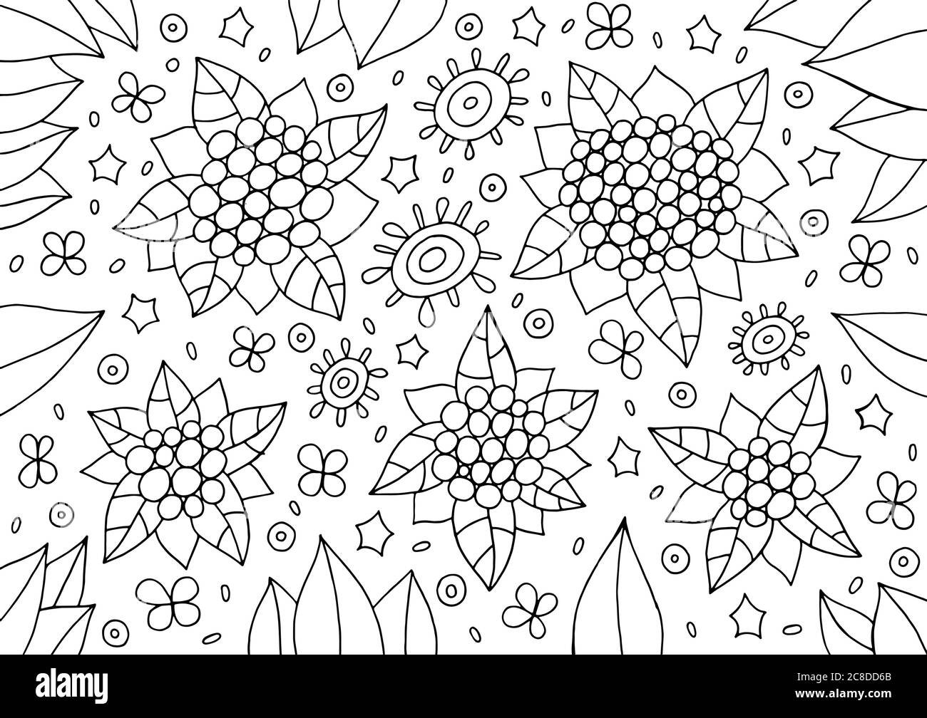Abstract Pattern Organic Elements Coloring Page For Adults Doodle