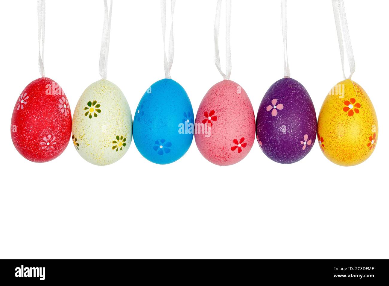 six easter eggs isolated on white Stock Photo