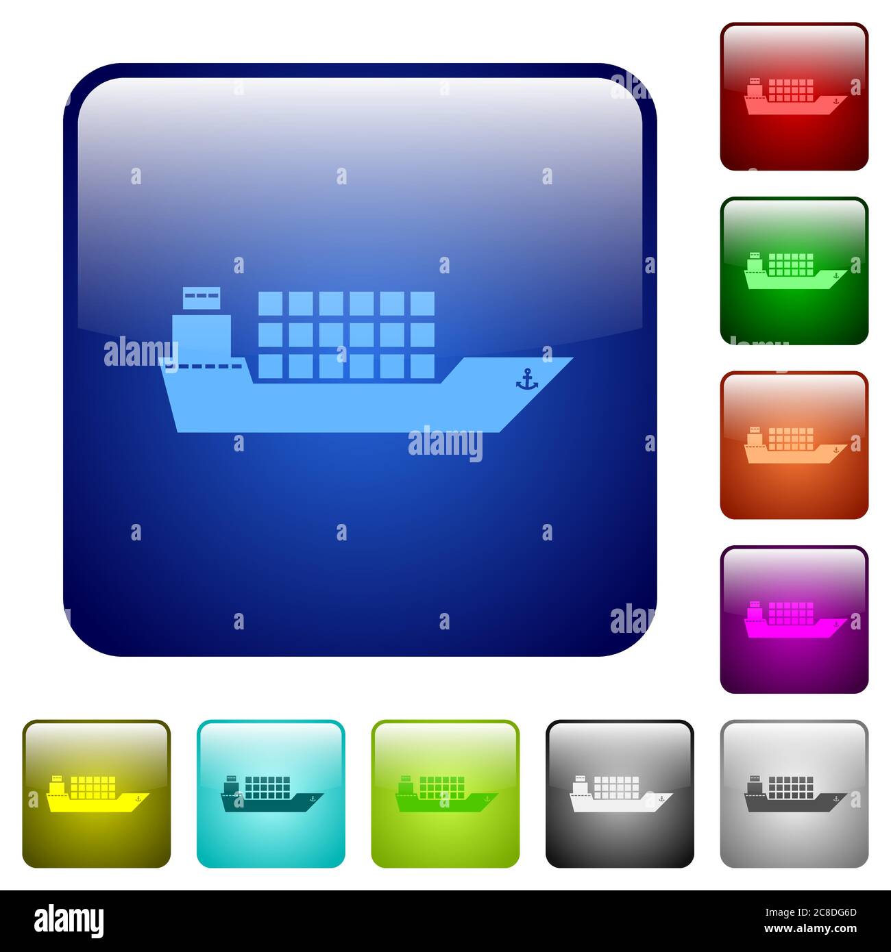 Freighter icons in rounded square color glossy button set Stock Vector ...