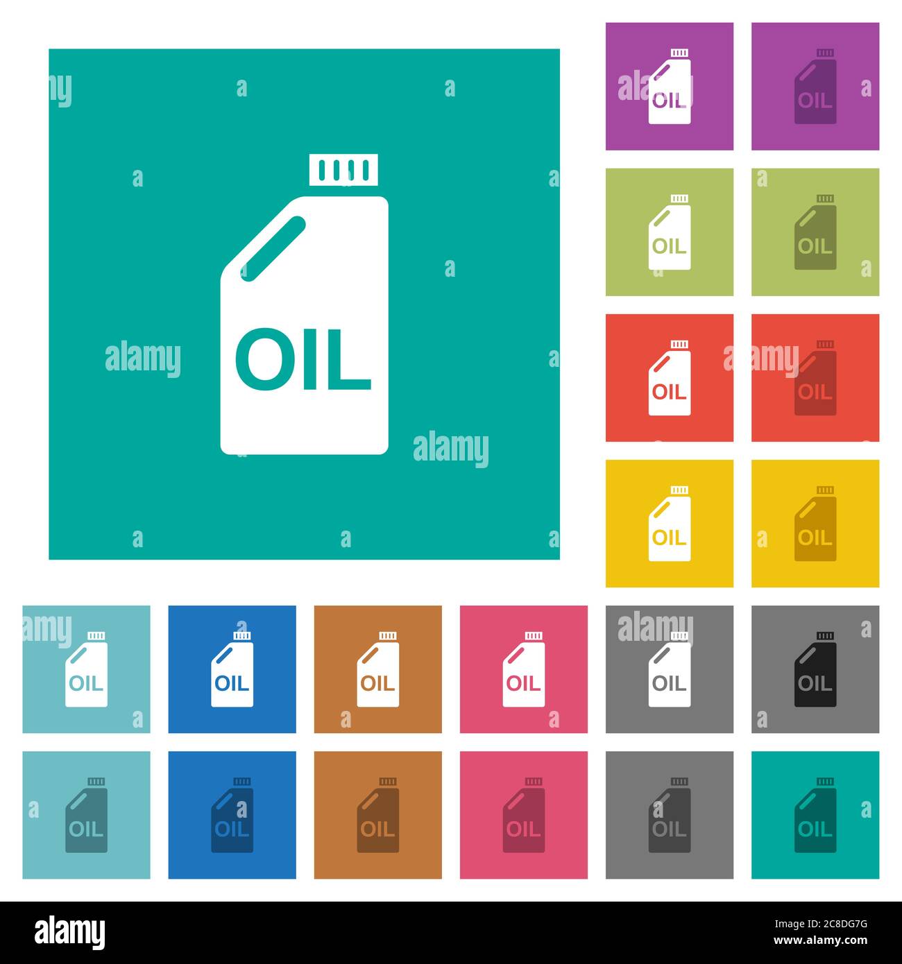 Oil canister multi colored flat icons on plain square backgrounds ...