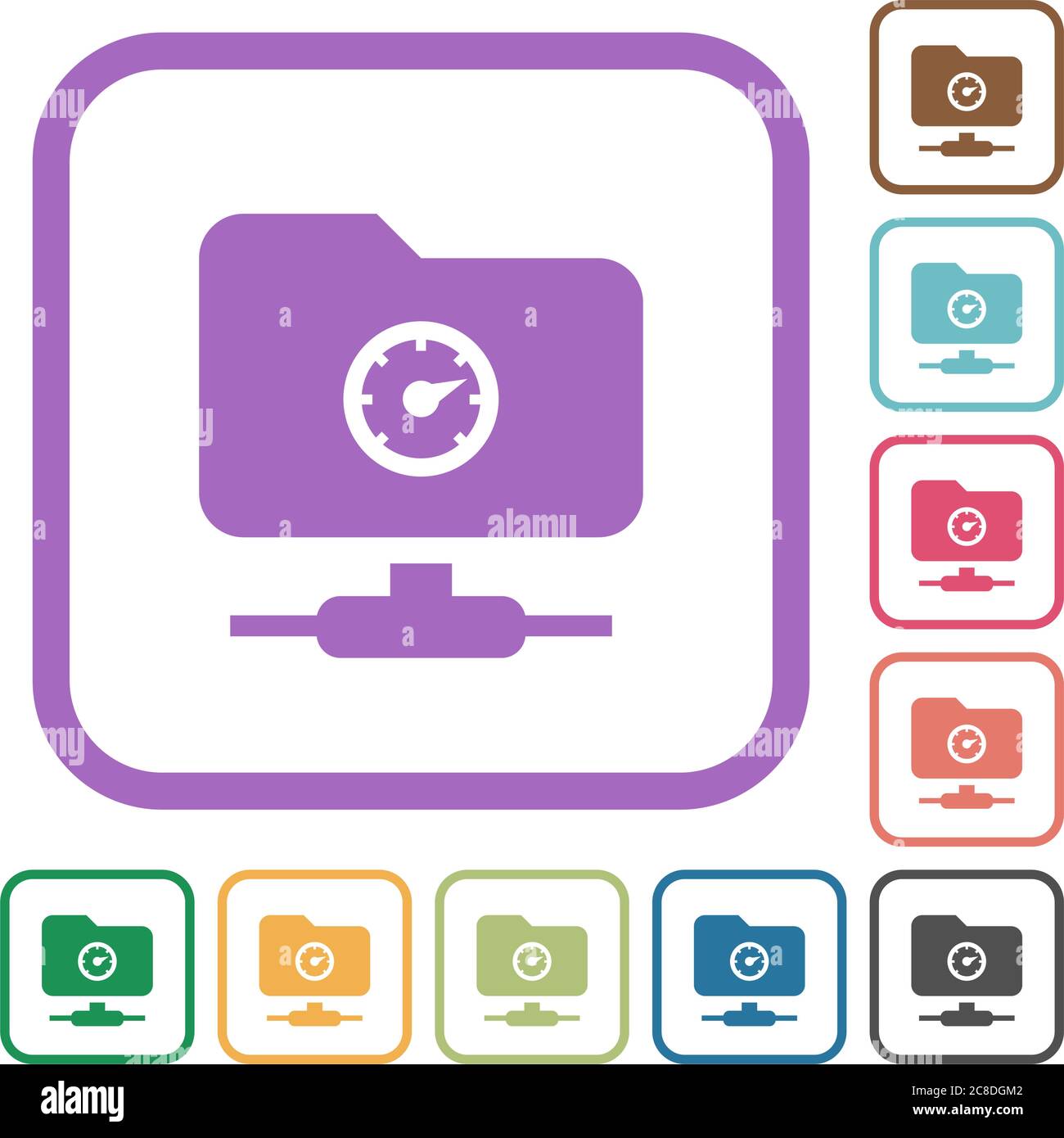 Fast FTP simple icons in color rounded square frames on white background Stock Vector