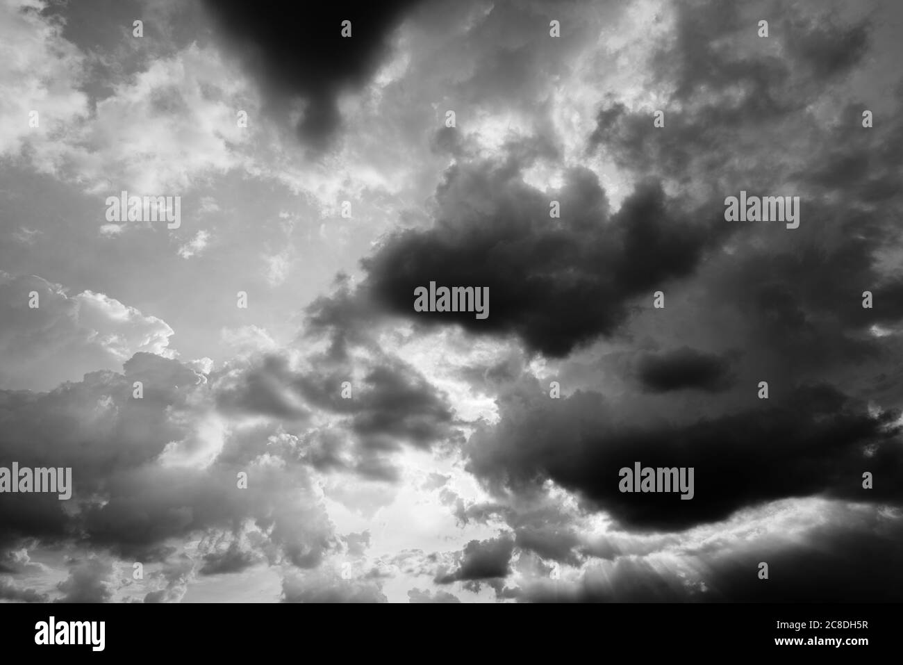 Portrait of beautiful sky with clouds in black and white Stock Photo ...