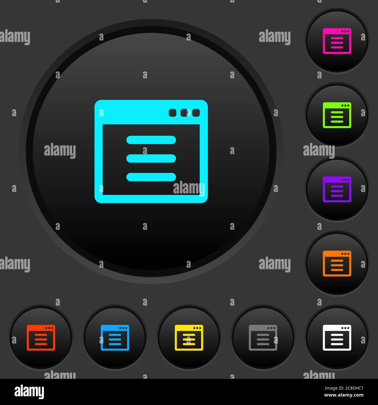 Application options dark push buttons with vivid color icons on dark ...