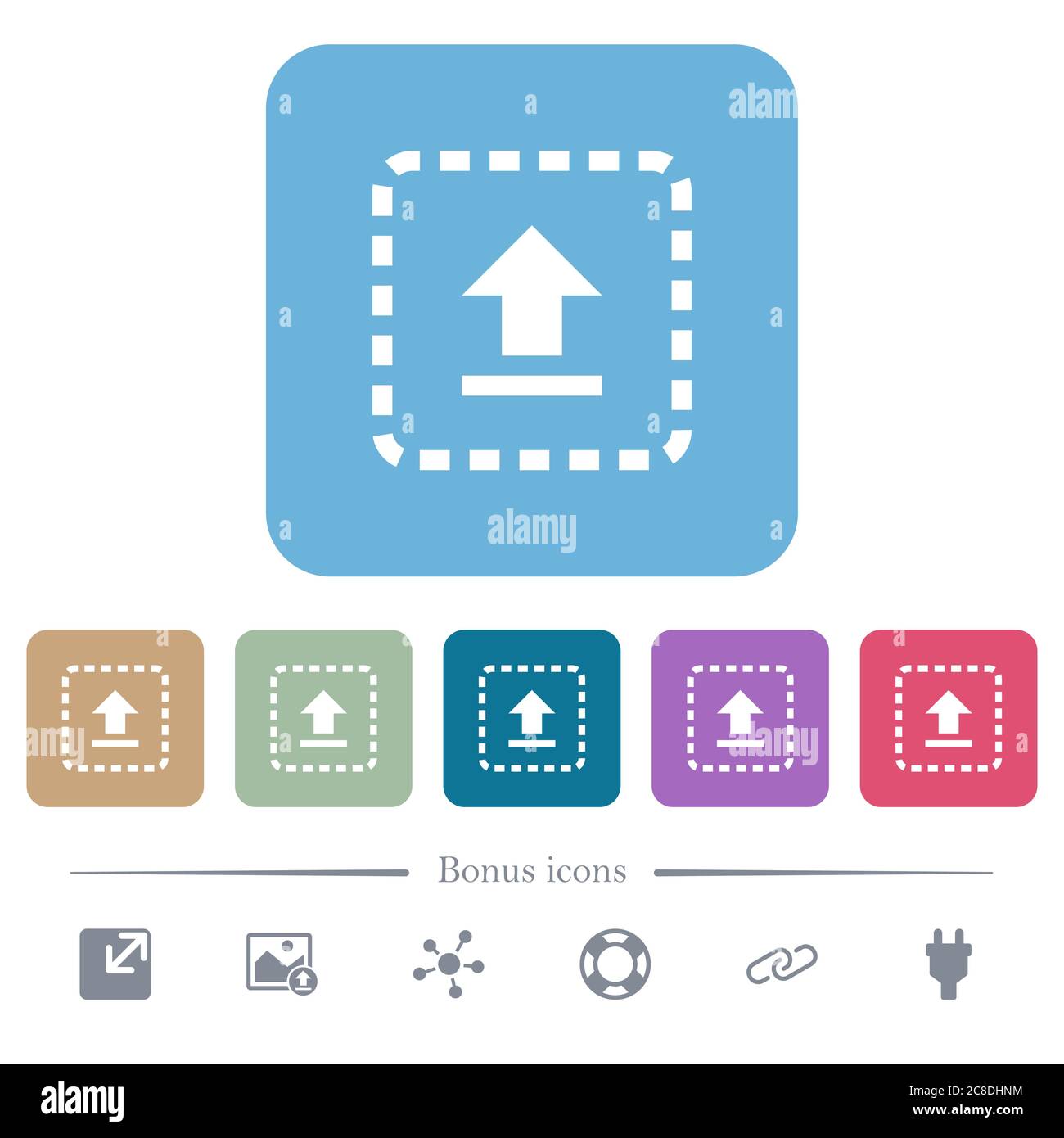Drag to upload white flat icons on color rounded square backgrounds. 6 ...