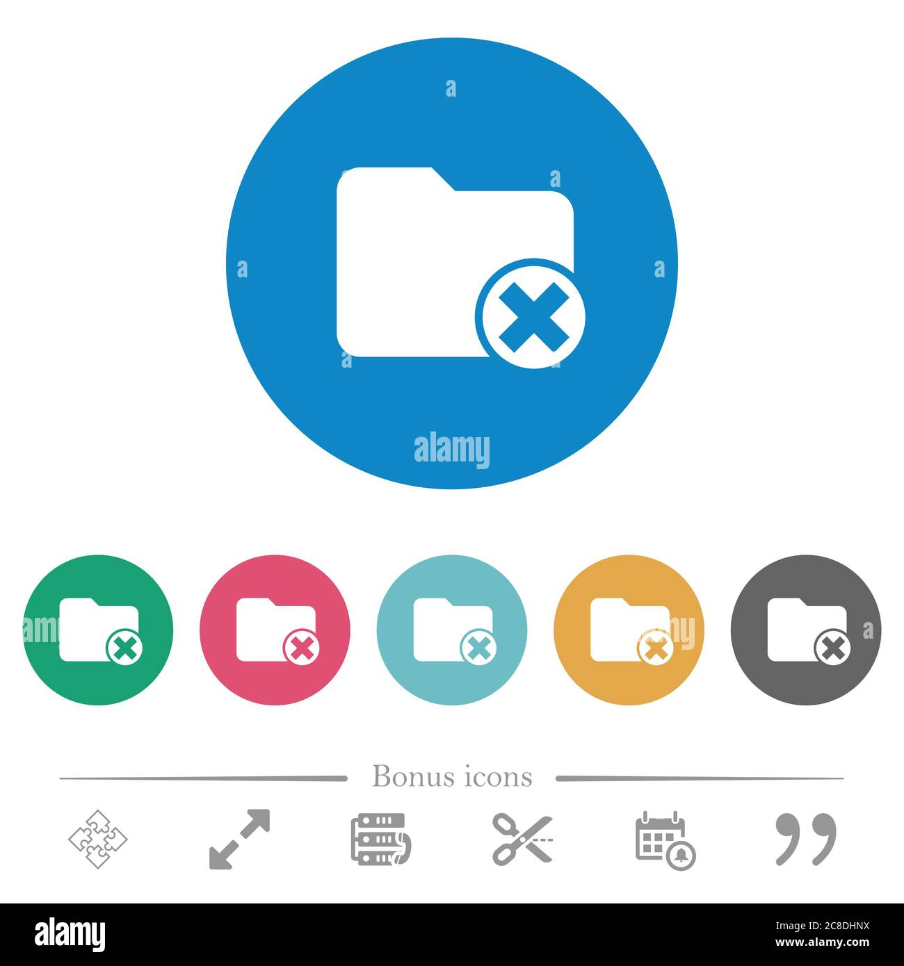Cancel directory flat white icons on round color backgrounds. 6 bonus ...