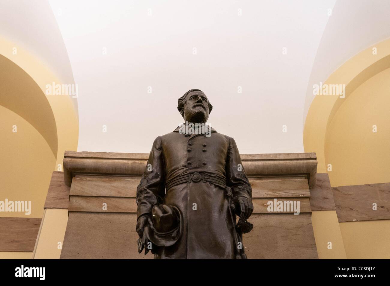 Washington, United States. 23rd July, 2020. A statue of Robert E. Lee, a leader of the Confederate Army of Northern Virginia, stands in the U.S. Capitol in Washington, DC, U.S., on Thursday, July 23, 2020. The House of Representatives voted on Wednesday to remove Confederate statues from the U.S. Capitol as part of an effort to remove symbols of racism. Photo by Sarah Silbiger/UPI Credit: UPI/Alamy Live News Stock Photo