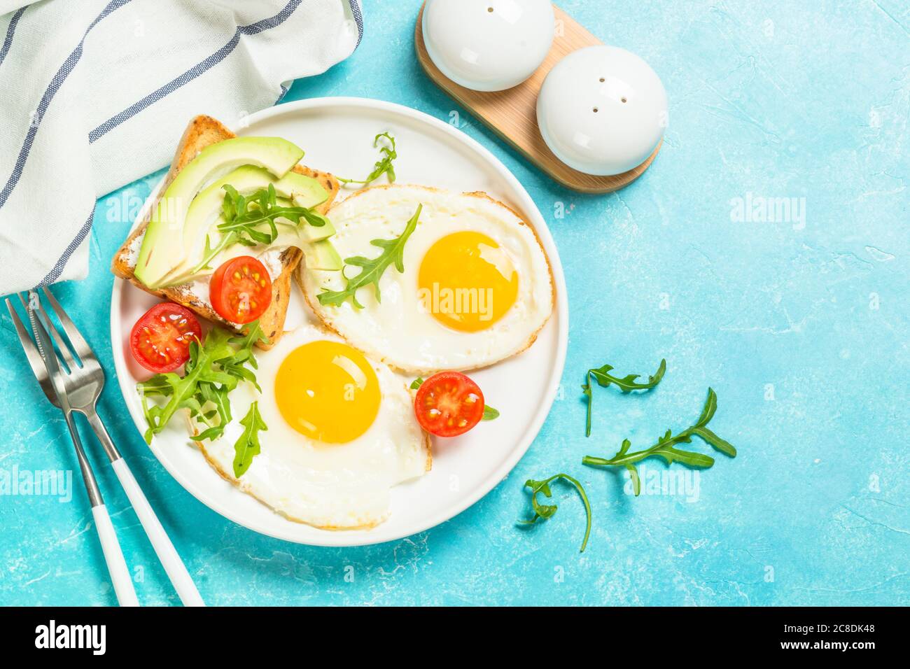 Healthy breakfast with egg, toast and salad Stock Photo - Alamy