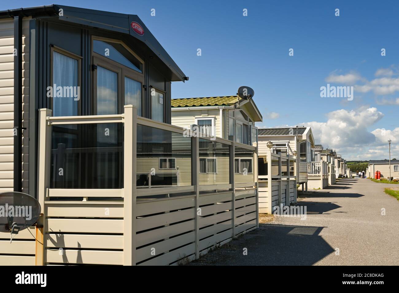 Porthcawl, Wales July 2020 Rows of caravans at the Trecco Bay