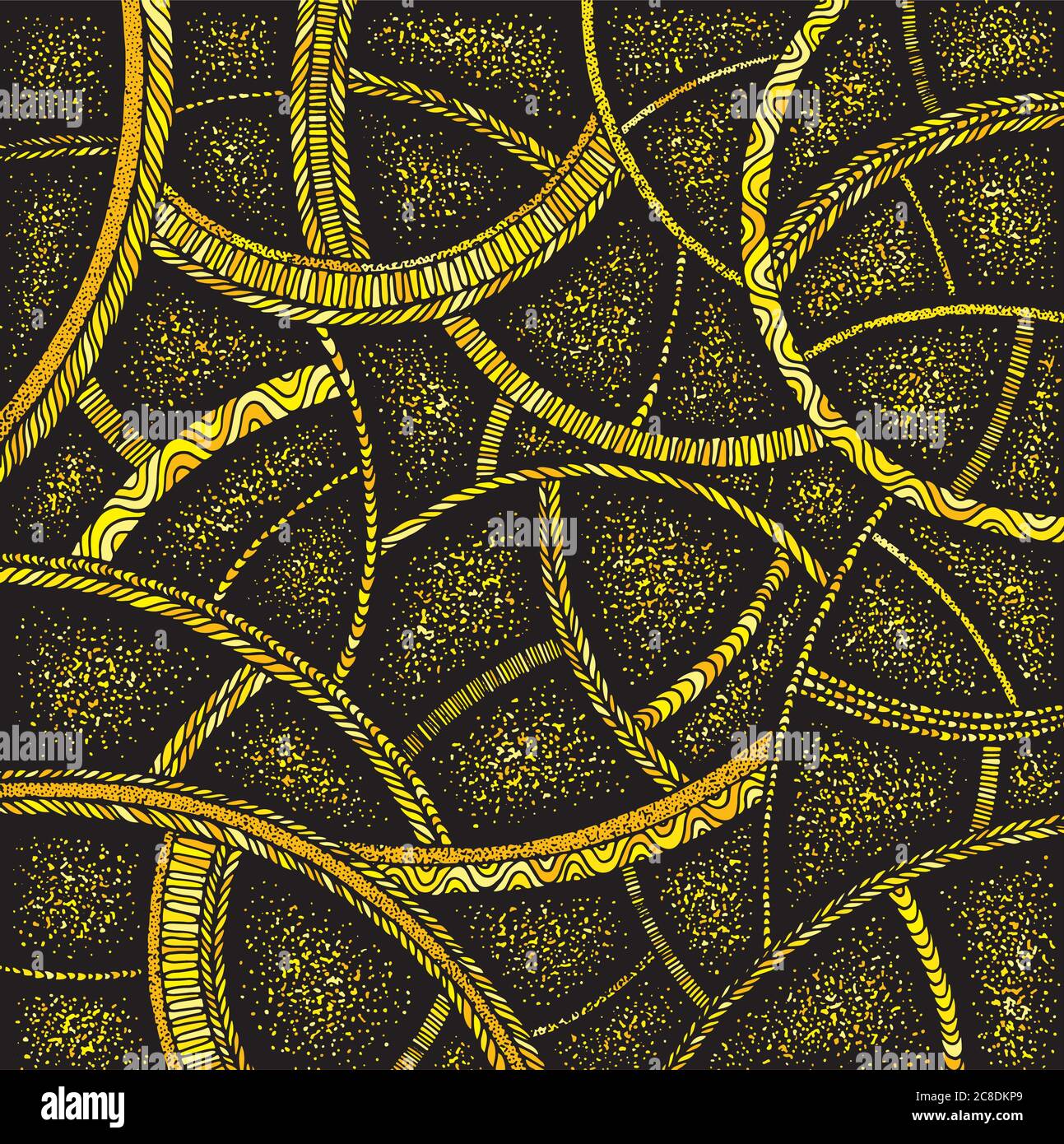 Trippy shamanic pattern - abstract geometric mandala. Golden and black ...