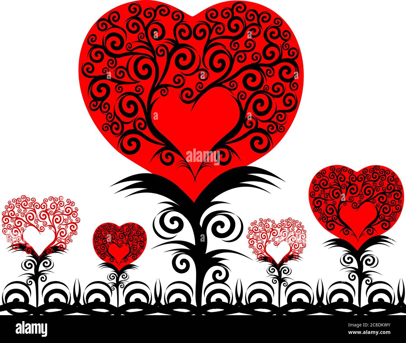 vector illustration of a heart flowers isolated on white background ...