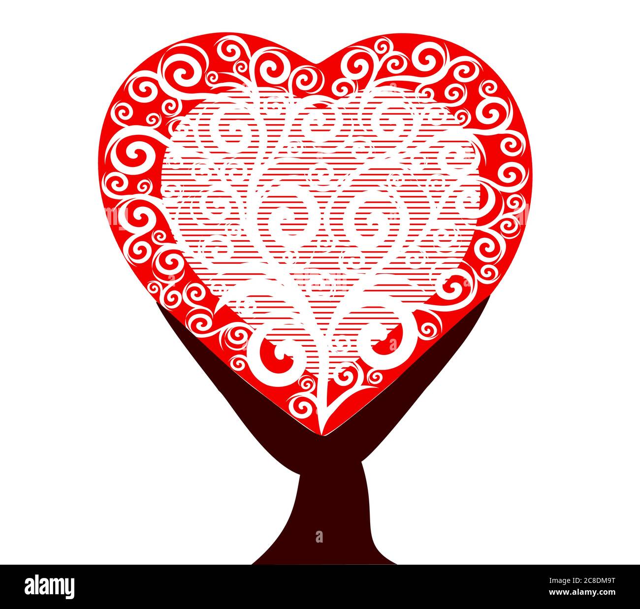 vector illustration of a heart tree isolated on white background Stock ...