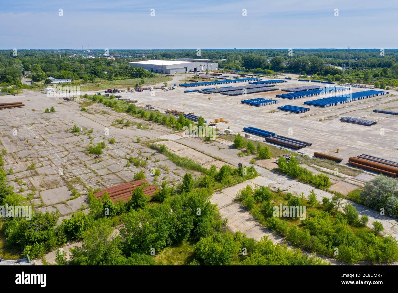 Flint, Michigan - An American SpiralWeld pipe manufacturing plant, built on a small corner of the massive former Buick City auto assembly complex. At Stock Photo