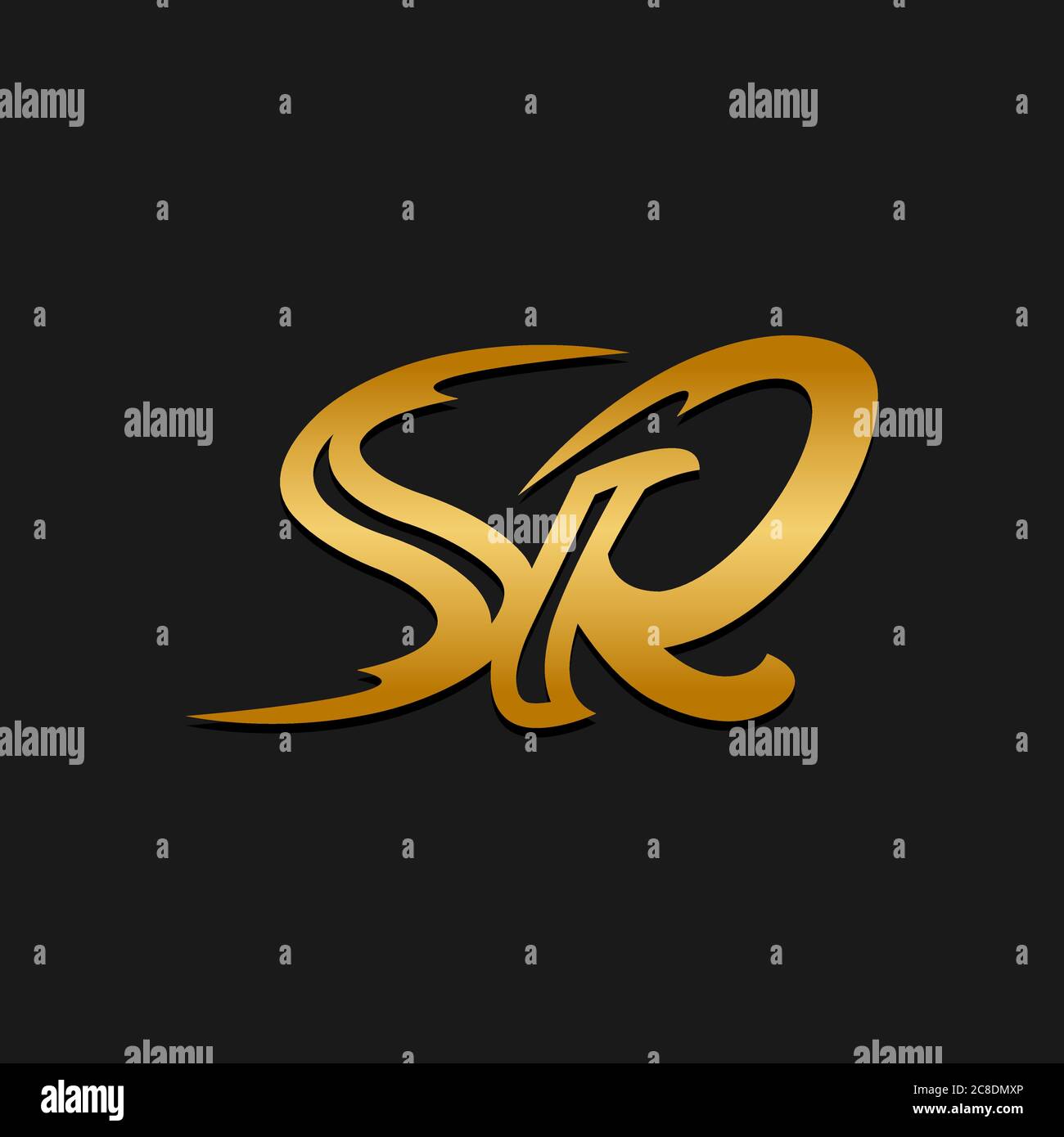 Luxury Golden and Black Color initial based SR logo.EPS 10 Stock Vector