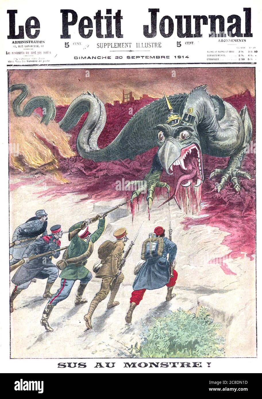 SUS AU MONSTRE (Death to the Monster) French magazine cover September 1914 Stock Photo