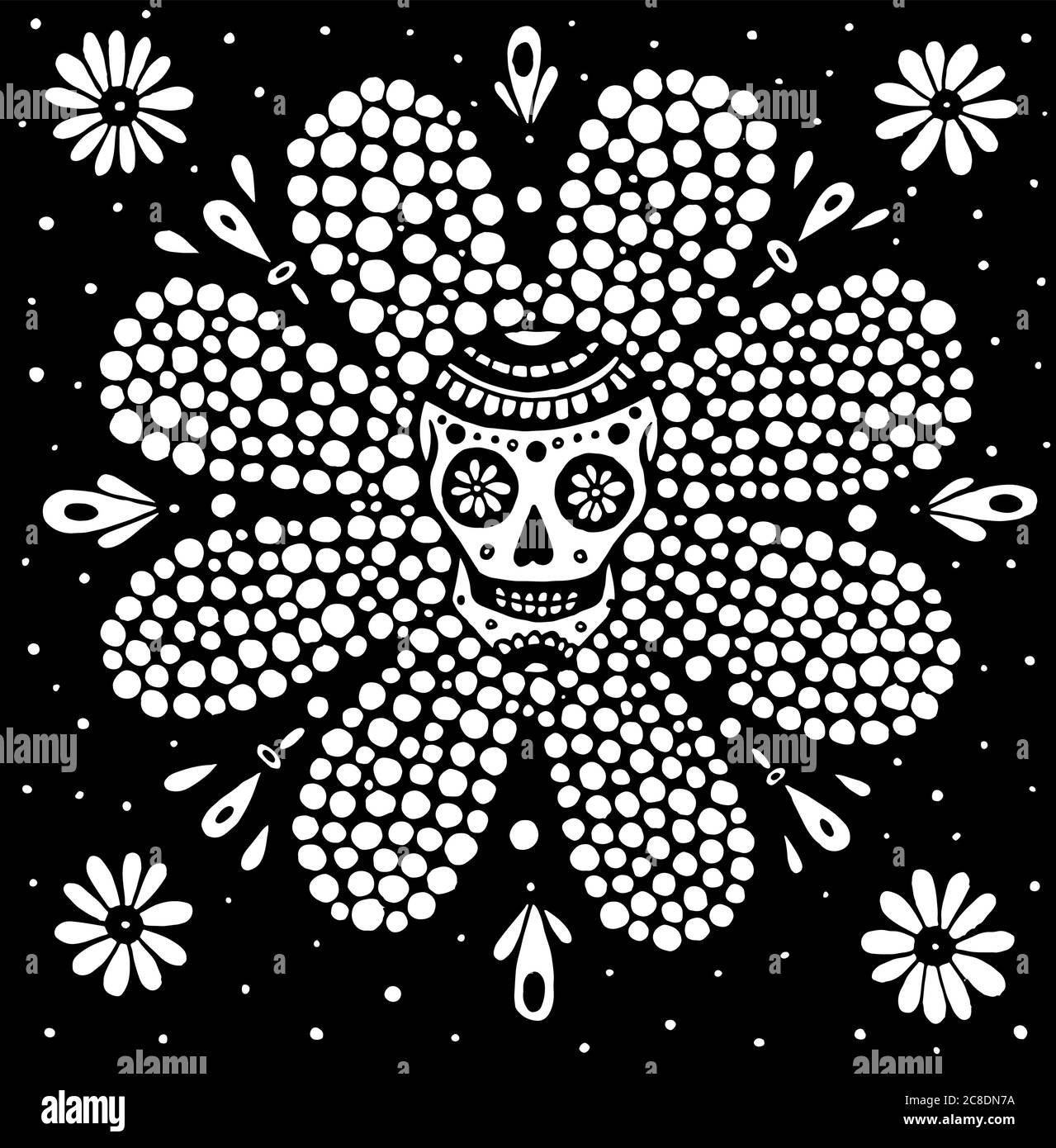 Skull - decoration for mexican Day of the Dead. Coloring page ...