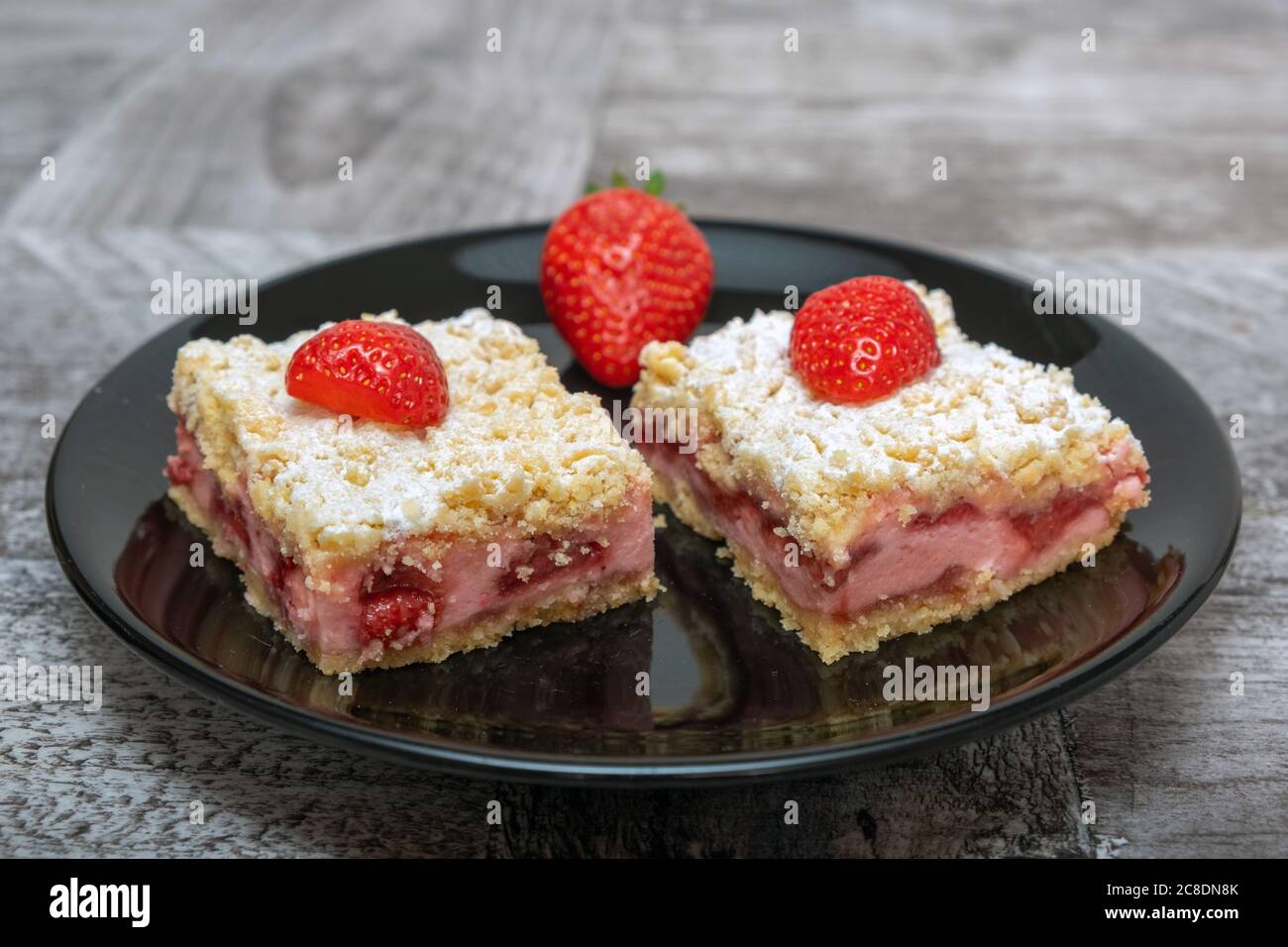 Piece of delicious homemade fresh strawberry pie Stock Photo